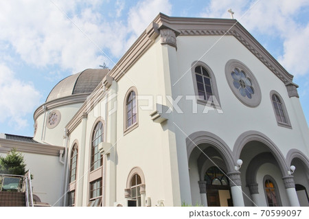 Catholic Takatsuki Church in the blue sky 70599097