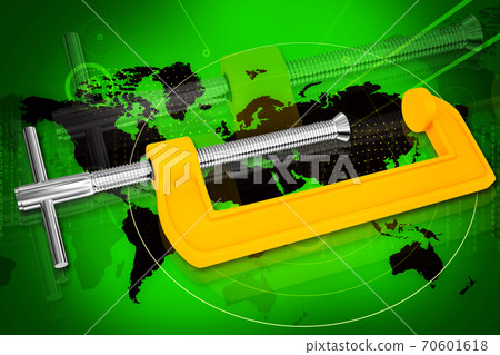 3d illustration of clamp in color background 3d illustration of clamp in color background 70601618