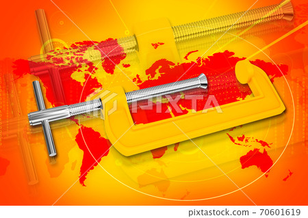3d illustration of clamp in color background 3d illustration of clamp in color background 70601619