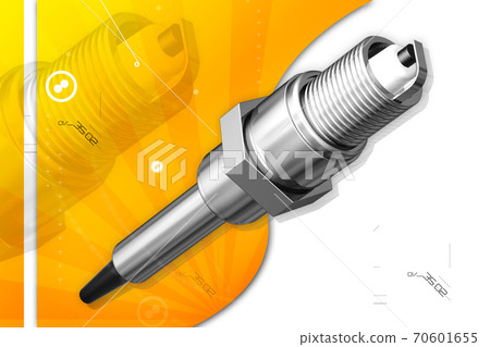 Multi use 3d spark plug in color background. . Multi use 3d spark plug in color background. . 70601655