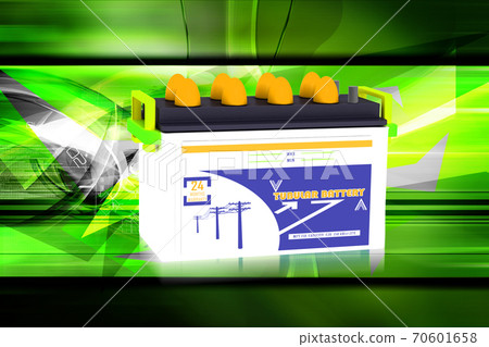 Digital illustration of car battery in color background 70601658