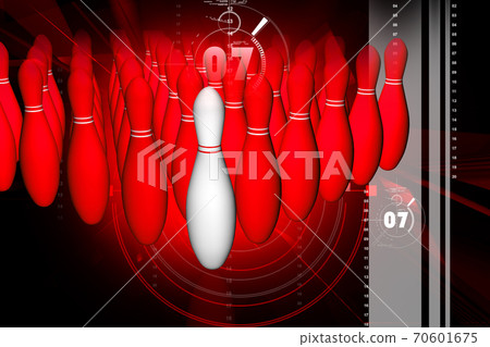Digital illustration of bowling in color background 70601675