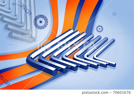 High quality 3d ALLEN KEY TOOL in digital background 70601676