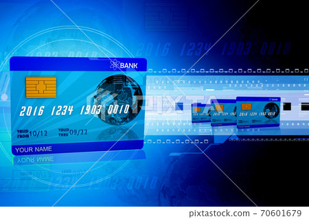 Digital illustration of ATM CARD in color background 70601679