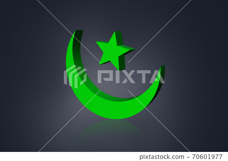 Highly 3d rendering Crescent moon symbol in color background. Highly 3d rendering Crescent moon symbol in color background. 70601977