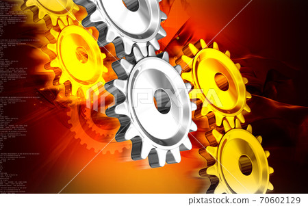3d illustration of gear in abstract color background 3d illustration of gear in abstract color background 70602129