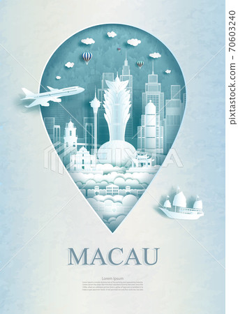 Travel Macau architecture monument pin in Asia. Travel Macau architecture monument pin in Asia. 70603240