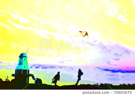 與一家人一起享受放風箏的第一次日出 70603670