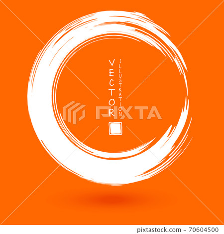 White ink round stroke on orange background. White ink round stroke on orange background. 70604500