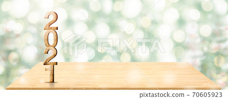 New year 2021 white wood number (3d rendering) on wooden table at blur abstract green christmas tree bokeh background,Mock up banner space for display or montage of product,holiday celebration New year 2021 white wood number (3d rendering) on wooden table at blur abstract green christmas tree bokeh background,Mock up banner space for display or montage of product,holiday celebration 70605923