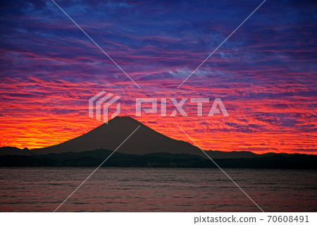 View of Mt. Fuji evening view from Boso 70608491