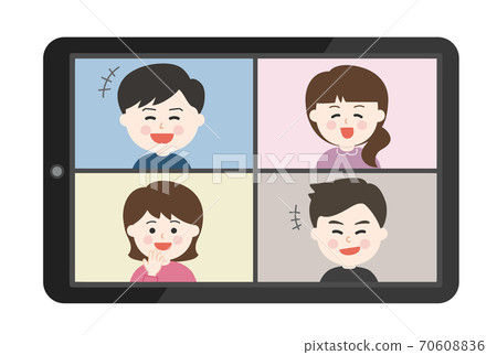 Illustration of friends talking online and... - Stock Illustration  [70608836] - PIXTA