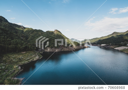 Autumn Yanba Lake Agatsuma and surrounding mountains View from Fudo Bridge 2020.10 d-2 Film style 70608988
