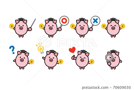 Dr. Saving Pig with Japanese Yen Character Savings (with line) Dr. Saving Pig with Japanese Yen Character Savings (with line) 70609030