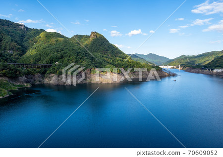 Autumn Yanba Lake Agatsuma and surrounding mountains View from Fudo Bridge 2020.10 f-1 Autumn Yanba Lake Agatsuma and surrounding mountains View from Fudo Bridge 2020.10 f-1 70609052