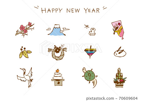 New Year's card icon hand-drawn illustration New Year's card icon hand-drawn illustration 70609604