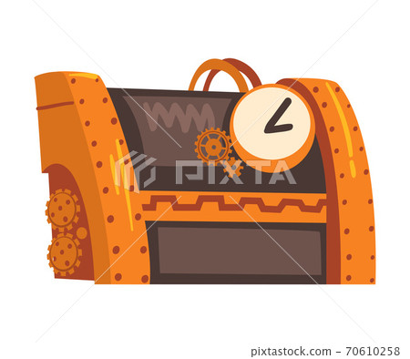 Antique Steampunk Mechanical Device or Mechanism, Stylized Cartoon Style Vector Illustration 70610258