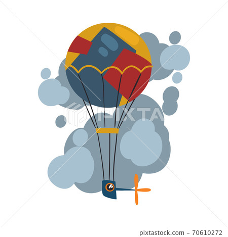 Steampunk Hot Air Balloon, Aerostat, Antique Mechanical Device or Mechanism, Stylized Cartoon Style Vector Illustration Steampunk Hot Air Balloon, Aerostat, Antique Mechanical Device or Mechanism, Stylized Cartoon Style Vector Illustration 70610272