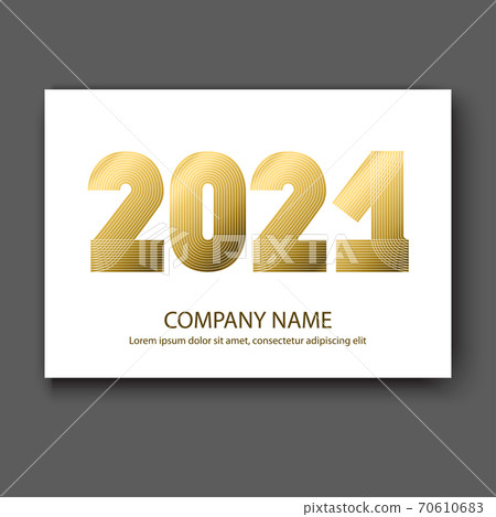 Abstract modern cover design colorful neon zigzag background with  2021 happy new year, 2021 numbers in thin lines striped style, vector illustration for Annual Report, banner, brochure, magazine, 70610683