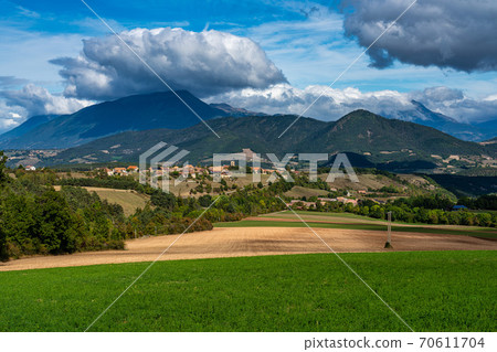 Trieves valley with the Vercors mountain range near Bourg Saint Maurice, France 70611704
