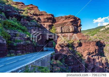 Gorges de Daluis or Chocolate canyon in Provence-Alpes, France. 70611748