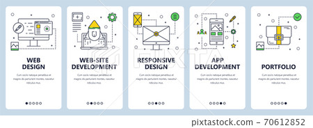 Vector modern thin line web design concept banner set 70612852