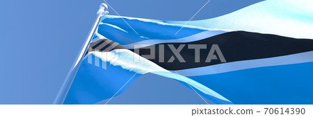 3D rendering of the national flag of Botswana waving in the wind 3D rendering of the national flag of Botswana waving in the wind 70614390