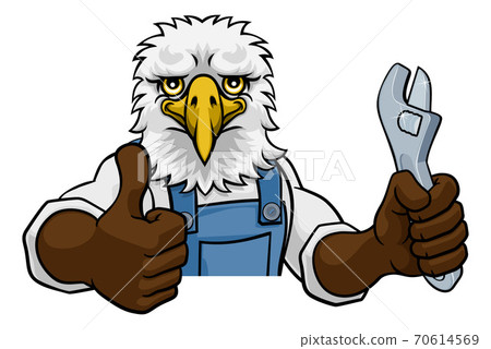 Eagle Plumber Or Mechanic Holding Spanner Eagle Plumber Or Mechanic Holding Spanner 70614569