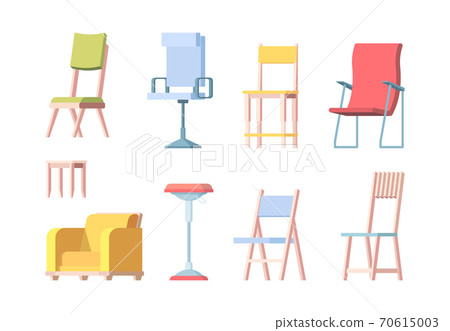 Chairs flat. Modern furniture elegant chairs vector collection 70615003