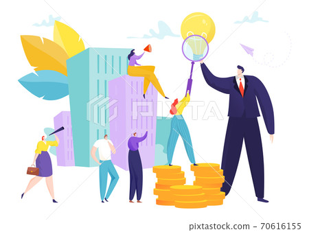 Business creative idea leader with team people, vector illustration. Success teamwork concept design, flat symbol bulb in company. Business creative idea leader with team people, vector illustration. Success teamwork concept design, flat symbol bulb in company. 70616155