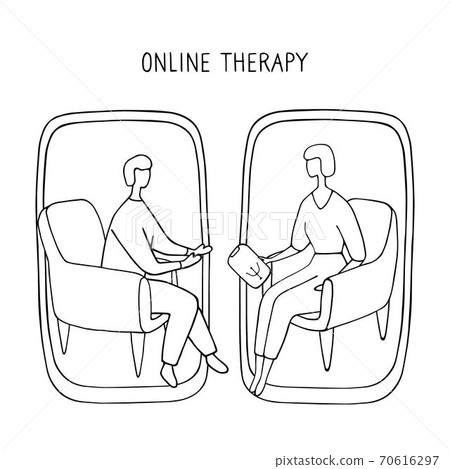 Man at the psychologist online session. Doctor Man at the psychologist online session. Doctor 70616297