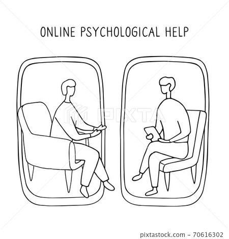 Man at the psychologist online session. Doctor 70616302