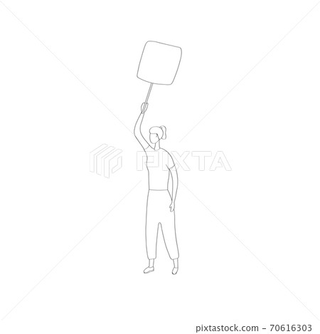 Young woman holding a placard during the LGBT 70616303