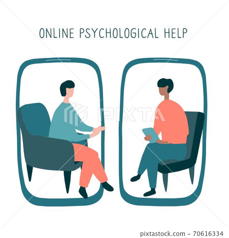 Man at the psychologist online session. Doctor Man at the psychologist online session. Doctor 70616334