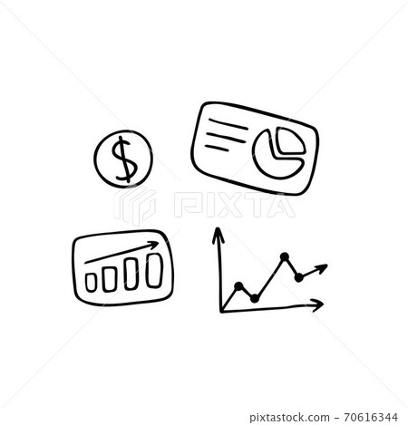 Doodle business icons. Graph diagram chart. Hand 70616344