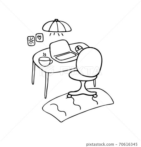 Workplace. Computer on the table and a chair for 70616345