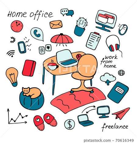 Work from home, freelance, home office concept. 70616349