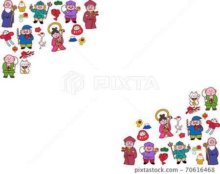 Seven Lucky Gods Triangular Frame 70616468