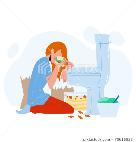 Woman Nutrition Disorder Bulimia Problem Vector Illustration Woman Nutrition Disorder Bulimia Problem Vector Illustration 70616828