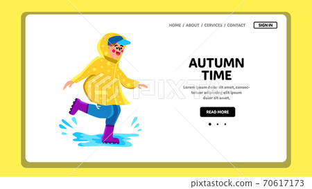 Autumn Time Rain Weather Day Walking Boy Vector Autumn Time Rain Weather Day Walking Boy Vector 70617173