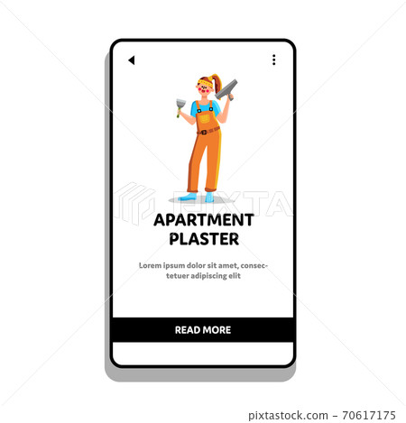 Apartment Plaster Worker With Repair Tool Vector Apartment Plaster Worker With Repair Tool Vector 70617175
