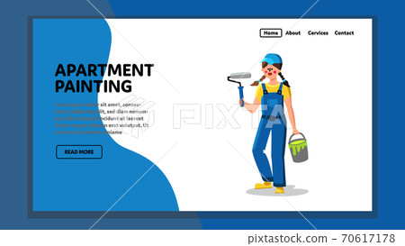 Apartment Painting Worker Wear Uniform Vector Illustration Apartment Painting Worker Wear Uniform Vector Illustration 70617178