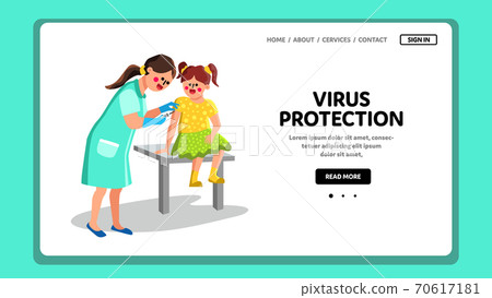 Virus Protection Vaccine Injection Children Vector Illustration Virus Protection Vaccine Injection Children Vector Illustration 70617181