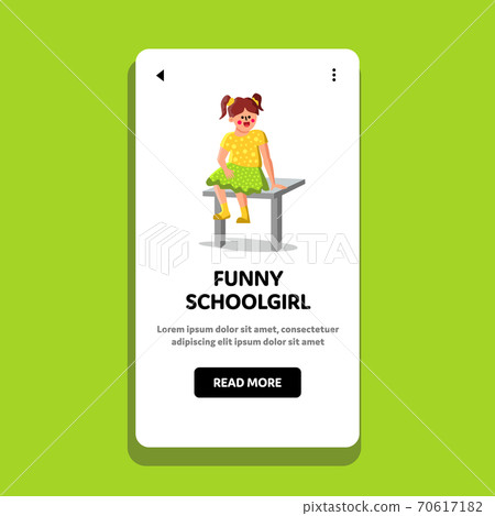 Pretty Funny Schoolgirl Sitting On Table Vector Pretty Funny Schoolgirl Sitting On Table Vector 70617182
