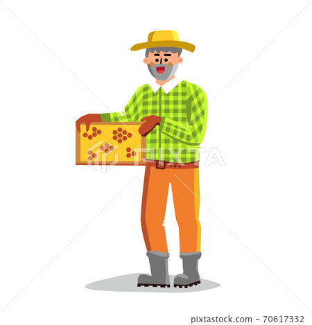 Beekeeping Worker Man Holding Honeycomb isolated illustration Beekeeping Worker Man Holding Honeycomb isolated illustration 70617332