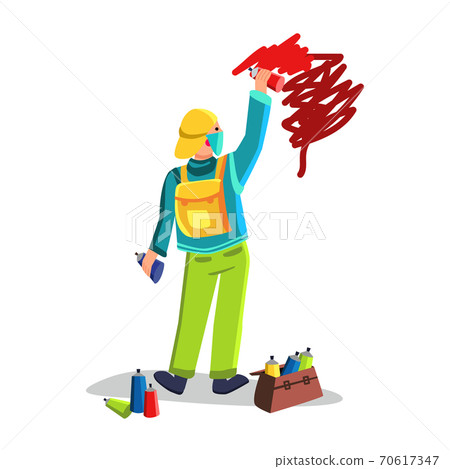 Street Vandalism Artist Painting Graffiti isolated illustration Street Vandalism Artist Painting Graffiti isolated illustration 70617347