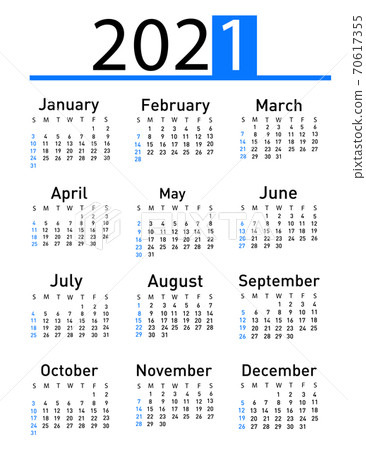 Calendar for 2021 vector illustration Calendar for 2021 vector illustration 70617355