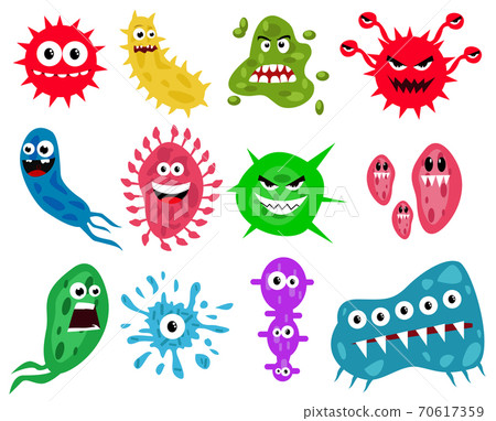 Bacteria, Microbes and Viruses Icons Set Bacteria, Microbes and Viruses Icons Set 70617359