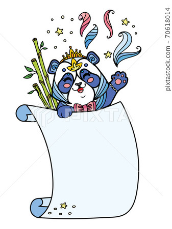 Cute kawaii panda with blank sign template 70618014