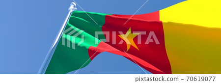 3D rendering of the national flag of Cameroon waving in the wind 70619077
